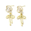 Flower Alloy Pave Cubic Zirconia & Enamel Stud Earrings EJEW-K282-02G-1