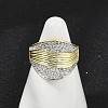 Brass Micro Pave Cubic Zirconia Open Cuff Ring for Women RJEW-F177-03GP-02-3