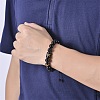 10MM Natural Black Onyx(Dyed & Heated) and Tiger Eye Alphabet Round Braided Bead Adjustable Bracelets for Women DM6424-1-2