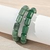 Column Natural Green Aventurine Beads Stretch Bracelets for Women Men BJEW-A148-01A-16-1