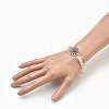 Natural White Moonstone and Natural Amethyst Beads Link Bracelets BJEW-JB03861-02-4