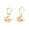 Clear Cubic Zirconia Elephant Dangle Leverback Earrings EJEW-N012-102-2