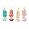 Shell Shape Alloy Enamel & Round Glass Bead Pendant Decorations HJEW-JM03248-2