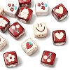 14Pcs 7 Styles Opaque Printed Acrylic Beads MACR-YW0004-13-3