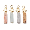 Natural Crazy Lace Agate/Map Stone/Flower Amazonite/Wood Lace Stone Rectangle Pendants PALLOY-JF02971-1