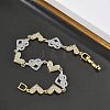Heart Micro Pave Clear Cubic Zirconia Link Chain Bracelets for Women BJEW-C156-08A-GP-3