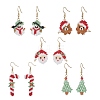 5 Pairs 304 Stainless Steel Glass Seed Beads Christmas Theme Dangle Earrings EJEW-MZ00527-2