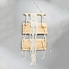 Wood & Woven Cotton Macrame Wall Hanging Book Potted Plant Storage Holder AJEW-WH0485-28-1