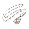 304 Stainless Steel Laser Cut Flower Musical Note Pendant Box Chain Necklaces for Women Men NJEW-E156-02P-4