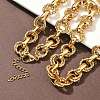 304 Stainless Steel Textured Double Ring Link Chain Necklaces NJEW-S453-02G-B-1