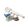 Halloween Skull & Witch Hat & Lip Alloy Enamel Charms Safety Pin Brooch JEWB-BR00089-4