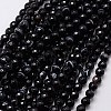 Natural Black Striped Agate/Banded Agate Beads Strands X-G-G581-6mm-03-1