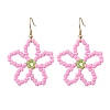 Flower Glass Beaded Dangle Earrings EJEW-JE06204-3