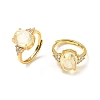 Brass Micro Pave Cubic Zirconia with Natural & Synthetic Gemstone Cuff Open Rings RJEW-T035-01G-M-3