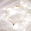 Vintage 304 Stainless Steel Emerald Rhinestone Rectangle Pendant Necklaces for Women NI1330-1-2
