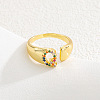Brass Micro Pave Colorful Cubic Zirconia Cuff Open Rings FS-WG163C1-17-1