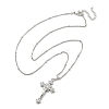 Crucifixion Cross Brass Micro Pave Cubic Zirconia Pendant Necklaces NJEW-S385-02P-3