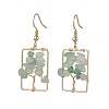 Natural Green Aventurine Chips Tree Dangle Earrings EJEW-JE05734-04-1