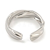 Non-Tarnish Twist 304 Stainless Steel Open Cuff Finger Rings for Unisex RJEW-P114-07P-3