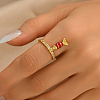 Brass Micro Pave Cubic Zirconia Cuff Open Rings for Women KA2813-3