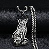 304 Stainless Steel Enamel Sphynx Cat Pendant Necklaces NJEW-G115-08P-1