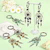 10Pcs Alloy Natural & Synthetic Mixed Stone Feather Keychains KEYC-YW00208-5