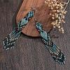 Bohemian Handmade Glass Seed Beads Rhombus Long Tassel Dangle Earrings AP6965-5