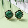 Half Round Brass Micro Pave Cubic Zirconia Stud Earrings EJEW-R215-01G-1