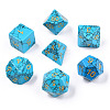 Metal Enlaced Synthetic Turquoise Polyhedral Dice Set G-T122-75B-1