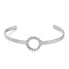 Non-Tarnish 304 Stainless Steel Hollow Sunflower Cuff Bangle for Women BJEW-D061-02P-1