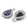 Dyed Natural Lapis Lazuli & Rhinestone Pendants G-K338-31P-08-2