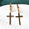 Cross 304 Stainless Steel Polymer Clay Rhinestones Hoop Earrings EJEW-G453-11G-01-1