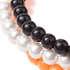 6mm Round Shell Pearl & ABS Plastic Imitation Pearl Tree-Color Multi-Strand Bracelets for Women BJEW-JB10493-4