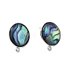 304 Stainless Steel Pave Natural Paua Shell Stud Earring Findings X-STAS-Z125-10P-2