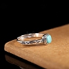 Synthetic Turquoise with 925 Sterling Silver Finger Rings RJEW-C155-03-2