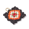 Handmade Glass Seed Beaded  Window Lattice Pattern Shape Pendants PALLOY-MZ00929-01-3
