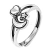 Heart & Moon & Star 925 Sterling Silver Adjustable Rings FS-WGFFD95-01-6