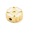 Flower Brass Enamel Bead Rhinestone Settings KK-H527-01G-02-2