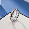Stainless Steel with Rhinestone Finger Rings FS-WGB751E-10-1