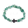 Natural Green Aventurine Chips Stretch Bracelets for Women Men BJEW-JB11341-04-2