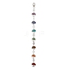 Flat Round with Tree of Life Natural & Synthetic Gemstone Chips Pendant Decorations HJEW-JM02335-1