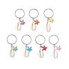 Synthetical Turquoise & Natural Mixed Cowrie Shell Keychains KEYC-JKC01344-2