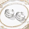 304 Stainless Steel Triple C-Shaped Stud Earrings for Women EJEW-C096-68P-02-4