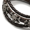 PU Leather & Waxed Cords Triple Layer Multi-strand Bracelets BJEW-F468-10-3