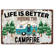 Camping Theme Vintage Metal Tin Sign AJEW-WH0189-112
