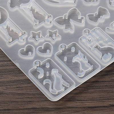 Cat Shape Theme DIY Pendant Silicone Molds X-DIY-F161-01C-1