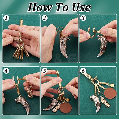 2Pcs Brass Heavy Duty Keychains with 4Pcs Snap Clasps FIND-PH0020-96-1