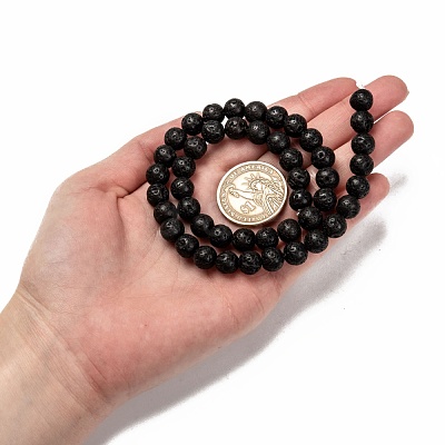 Natural Lava Rock Round Bead Strands G-M169-8mm-03-1