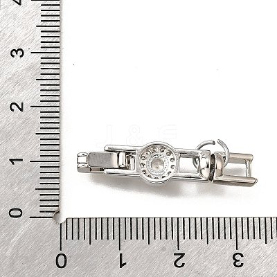 Brass Micro Pave Clear Cubic Zirconia Fold Over Clasps KK-R222-04P-1