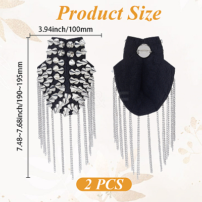 Vintage Iron Tassel Epaulette AJEW-CY0002-76P-1